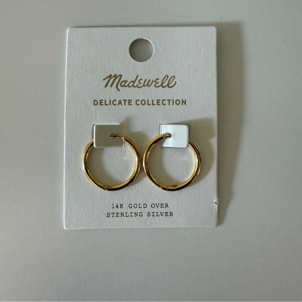 NWT Madewell Demi-Fine Medium Hoop Earrings - Picture 3 of 6